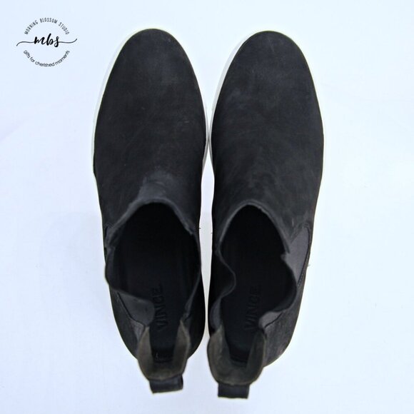 Vince Newlyn Suede Hidden Wedge Chelsea Boots Black Women 10 - Picture 11 of 14